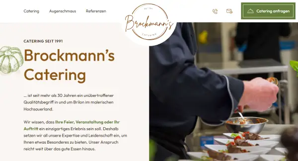 Screenshot der Startseite von Brockmanns Catering